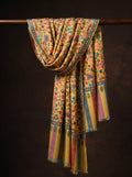 Saffron Floral Jaal Cypress Border Kani Cashmere Pashmina Shawl — Handwoven in Kashmir — image 3