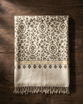 Cream Olive Floral Medallion Kani Cashmere Pashmina Shawl — Handwoven in Kashmir — image 1
