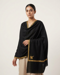 Black Gold Corner Motif Sozni — Handwoven in Kashmir — image 2