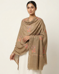 Olive Large Floral Motif Sozni — Handwoven in Kashmir — image 2