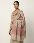 Cream Red Paisley Buti Maheen Kari — Handwoven in Kashmir — image 2