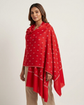 Red White Floral Geometric Sozni — Handwoven in Kashmir — image 2