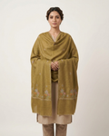 Mustard Multicolor Floral Border Sozni — Handwoven in Kashmir — image 3