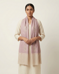 Dusty Rose Paisley Border Sozni — Handwoven in Kashmir — image 3