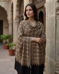 Black Tan Gold Geometric Grid Sozni — Handwoven in Kashmir — image 4