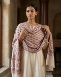 Cream Pink Paisley Band Maheen Kari — Handwoven in Kashmir — image 4