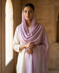 Pale Pink Silvery Floral Sozni — Handwoven in Kashmir — image 5