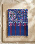 Royal Blue Floral Jaal Kani Cashmere Pashmina Shawl — Handwoven in Kashmir — image 4