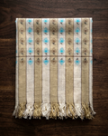 Olive Cream Stripe Turquoise Geometric Kani Cashmere Pashmina Shawl — image 14