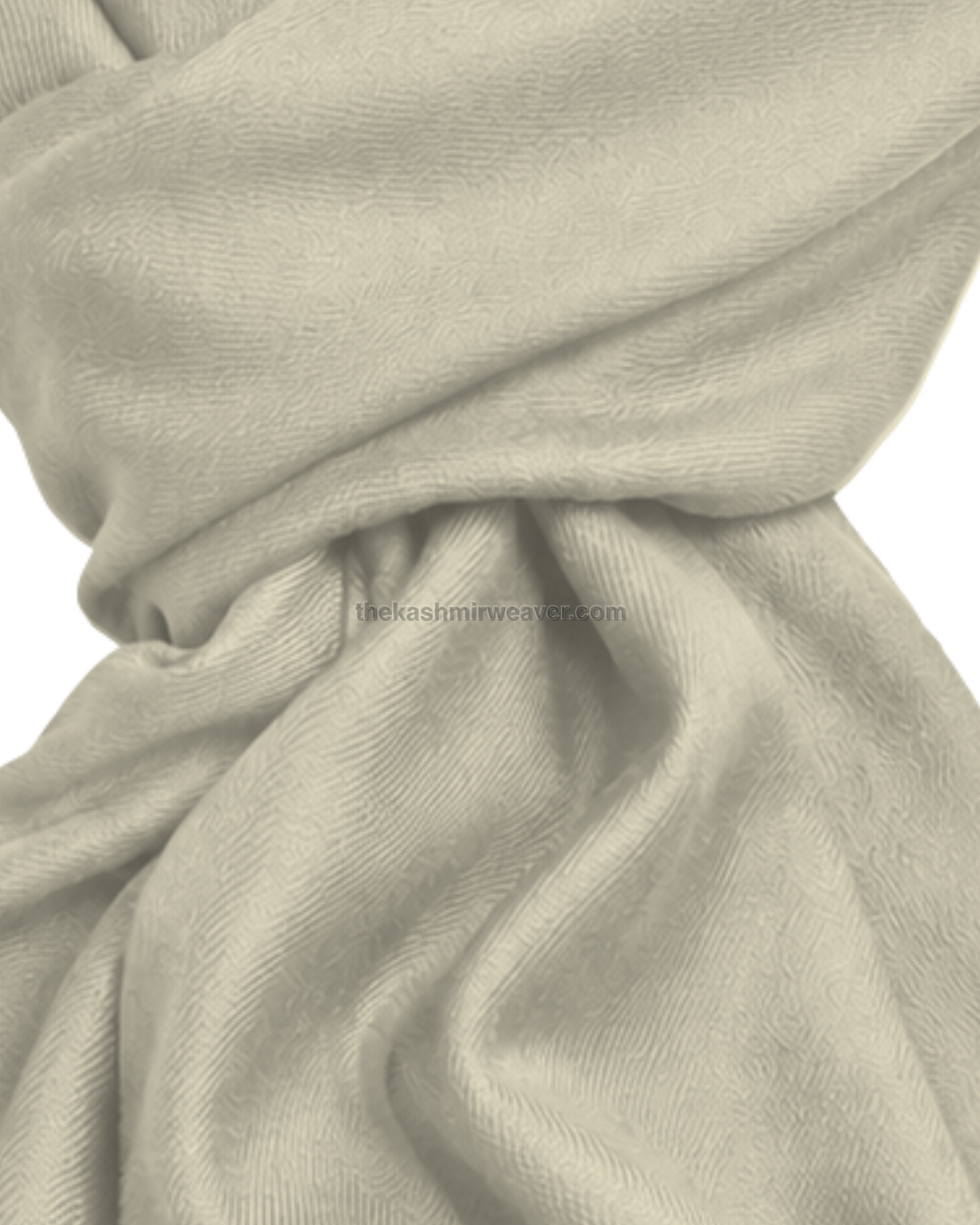 Cream White Cashmere Pashmina Shawl — close-up texture zoom