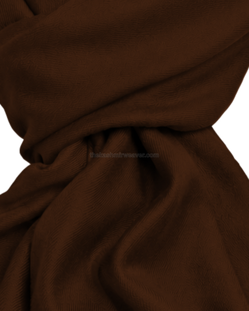 Chocolate Brown Cashmere Pashmina Shawl — close-up texture zoom