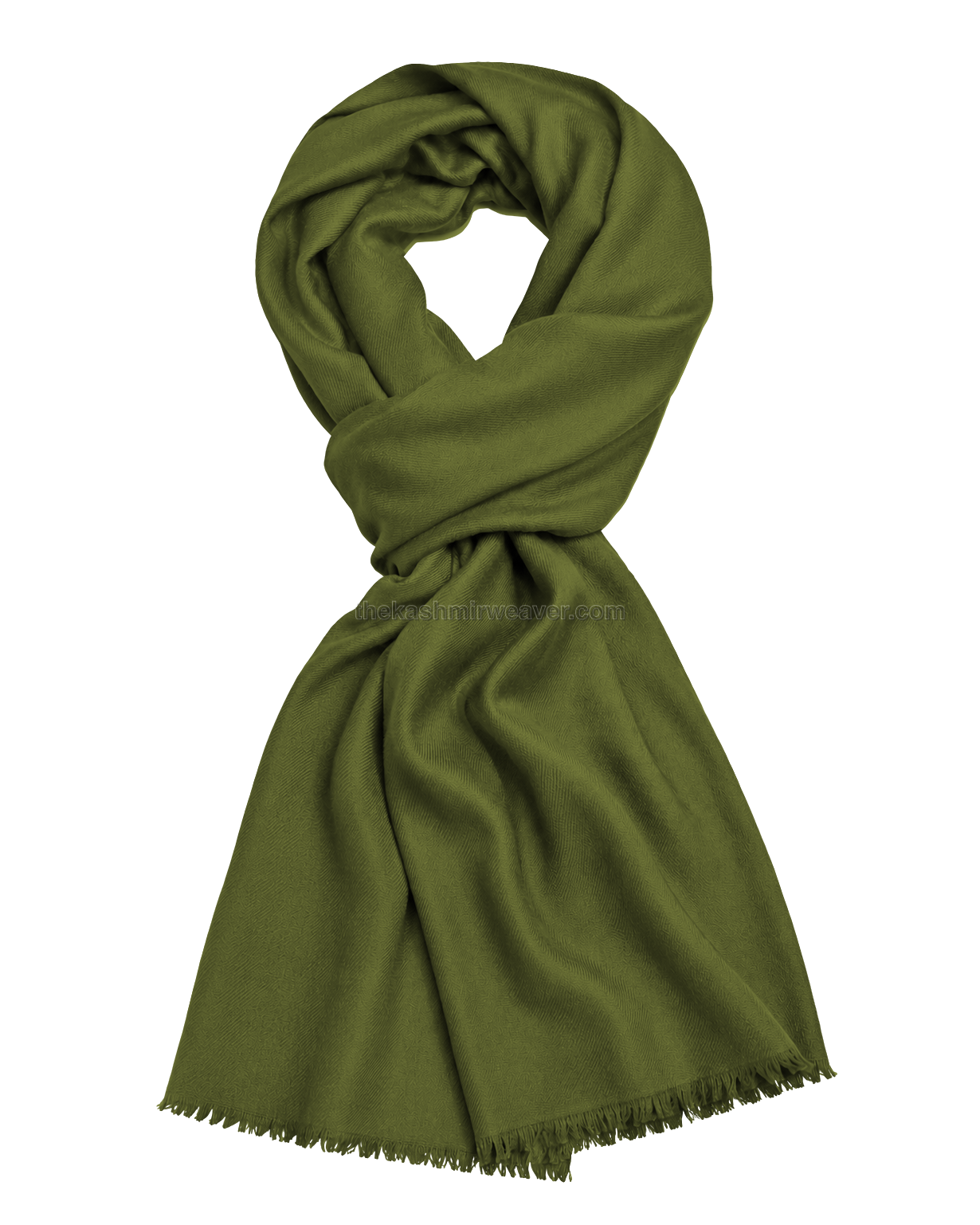 Olive Green Cashmere Pashmina Shawl — flat view
