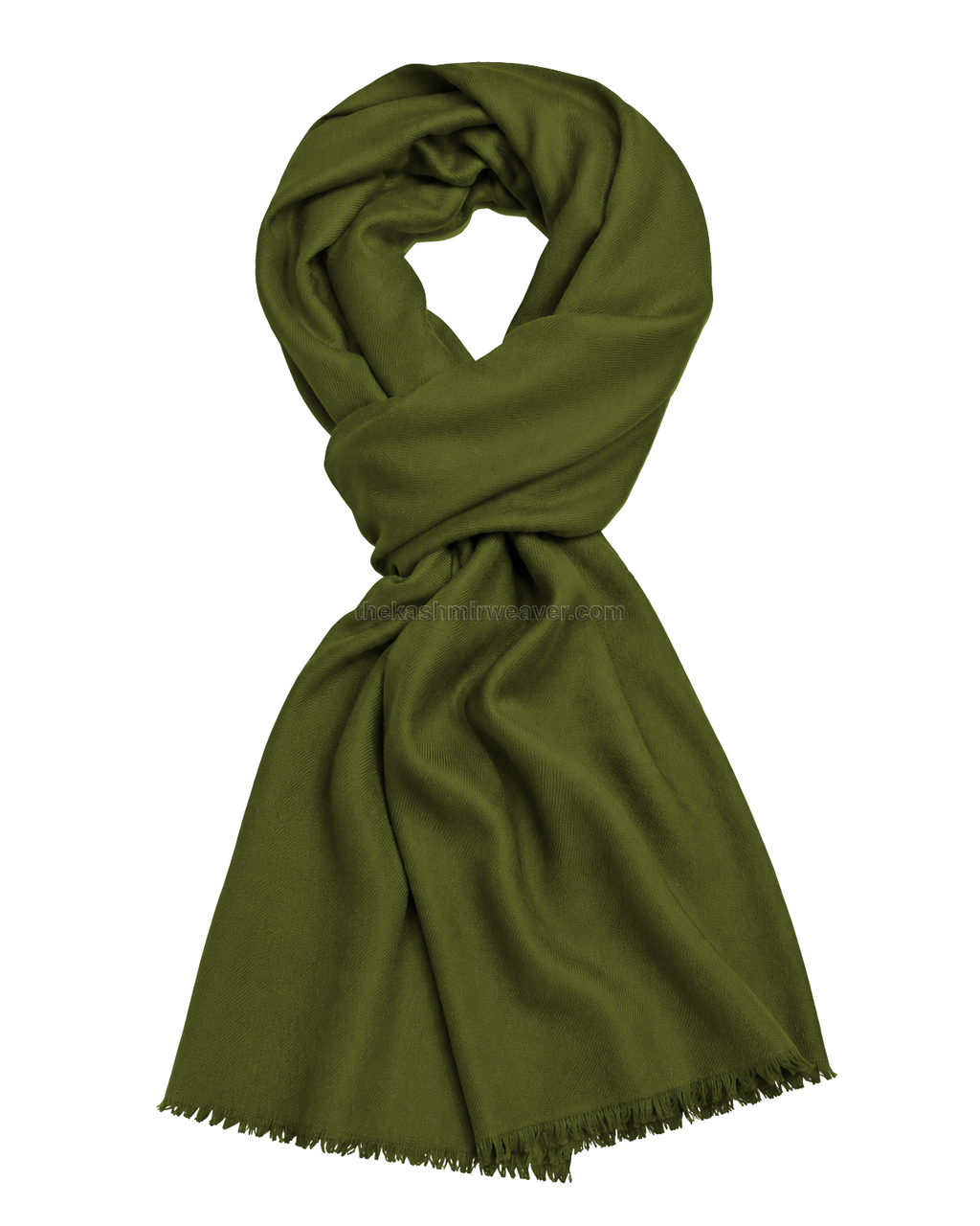 Olive Green Cashmere Pashmina Shawl — flat view