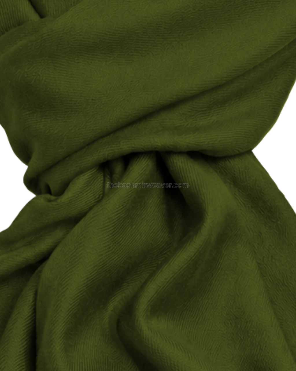Dark Olive Green Cashmere Pashmina Shawl — close-up texture zoom