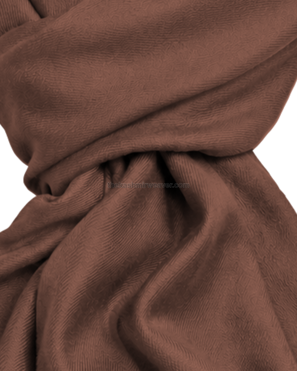 Terracotta Brown Cashmere Pashmina Shawl — close-up texture zoom
