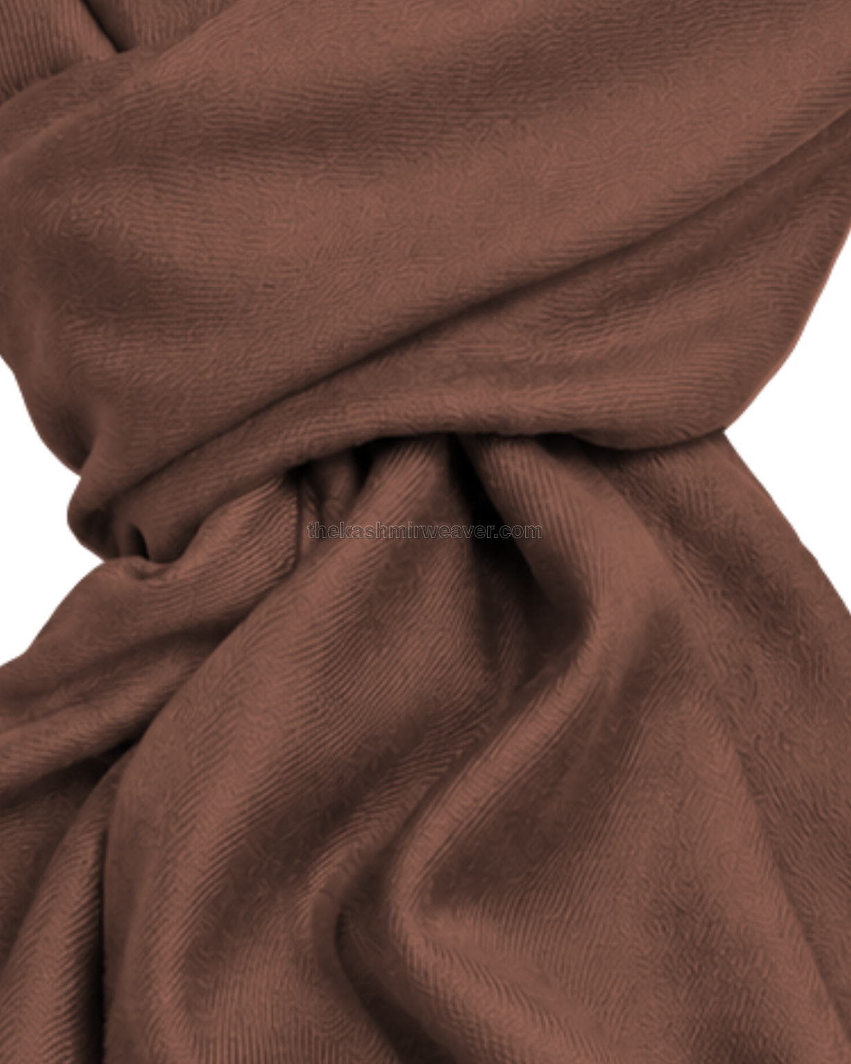 Terracotta Brown Cashmere Pashmina Shawl — close-up texture zoom