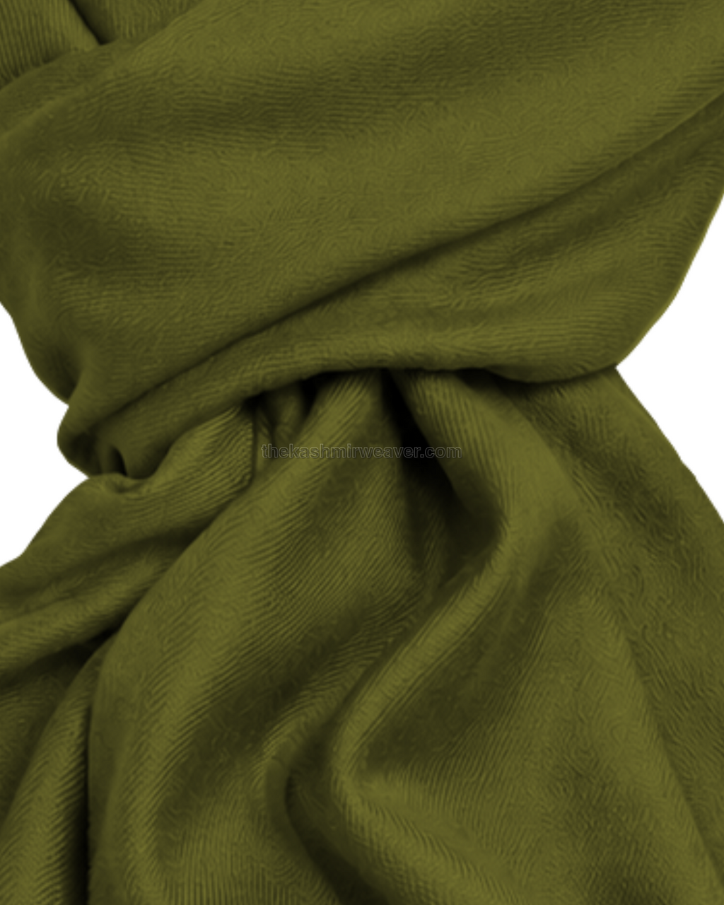 Olive Green Cashmere Pashmina Shawl — close-up texture zoom