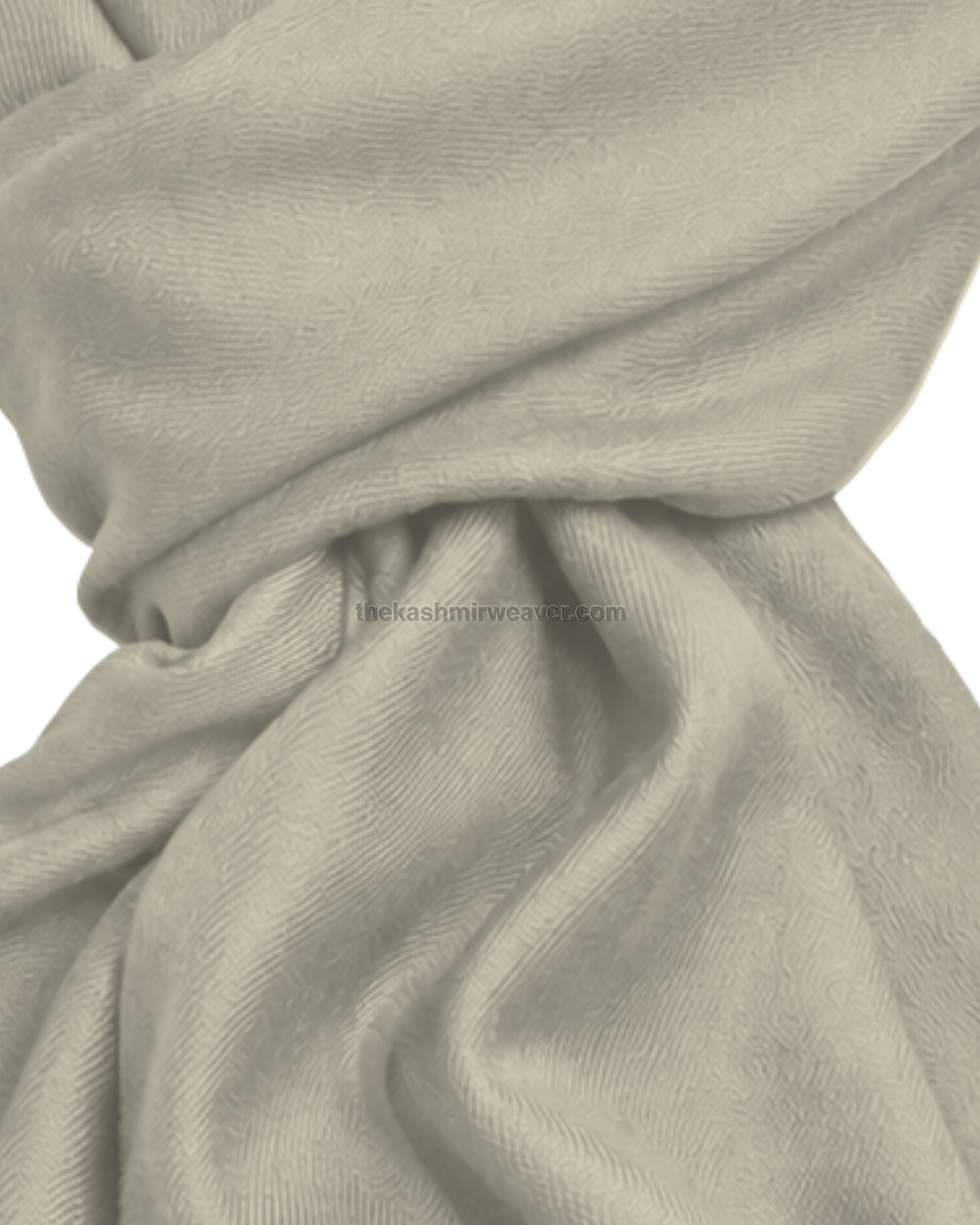 Cream White Cashmere Pashmina Shawl — close-up texture zoom
