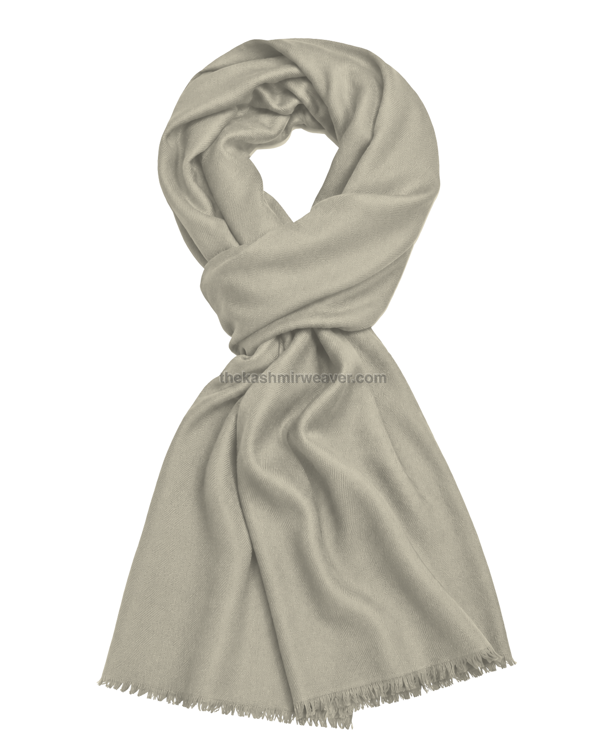 Cream White Cashmere Pashmina Shawl — flat view