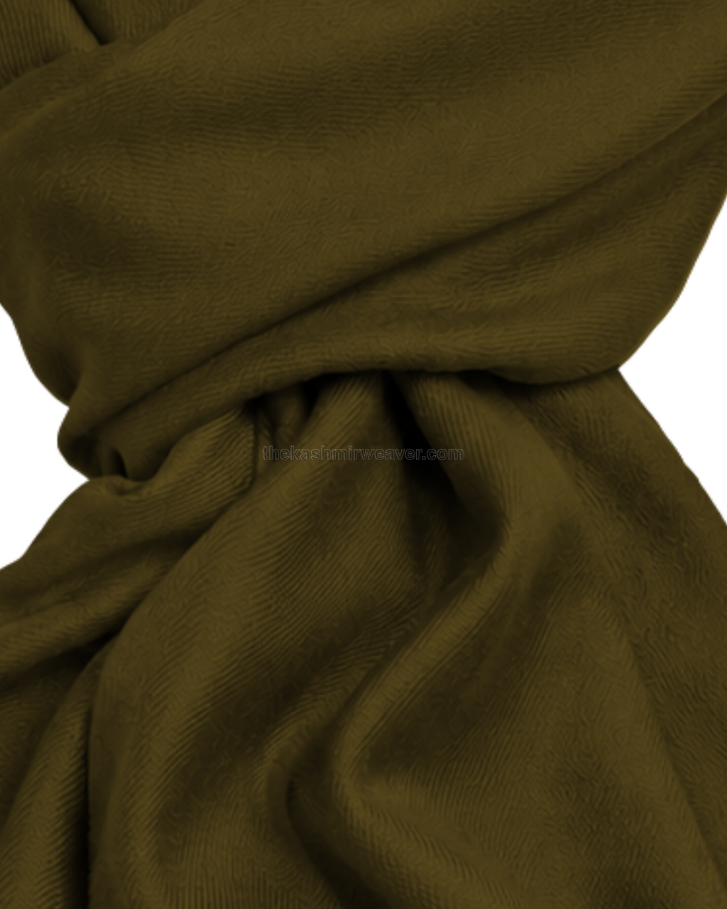 Olive-Drab Brown Cashmere Pashmina Shawl — close-up texture zoom