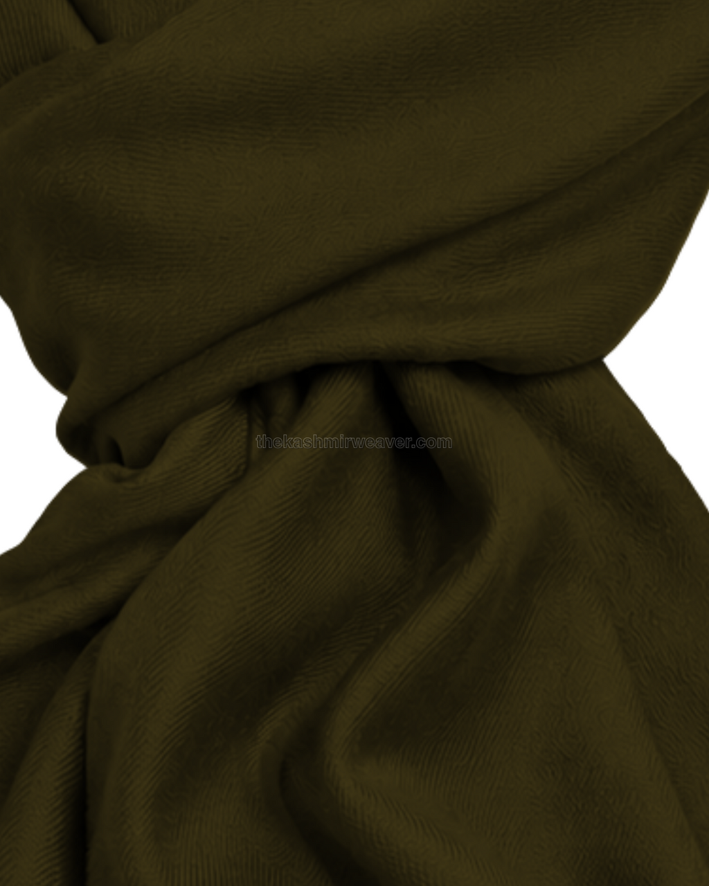 Dark Olive Brown Cashmere Pashmina Shawl — close-up texture zoom