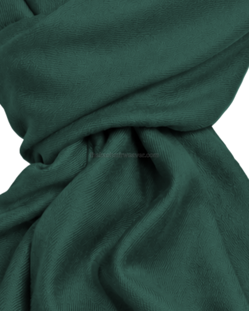 Pine Green Cashmere Pashmina Shawl — close-up texture zoom