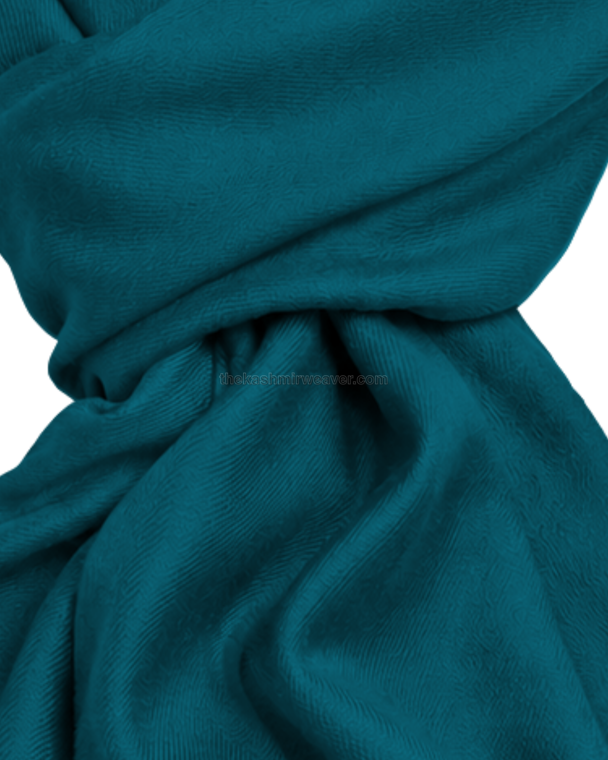 Teal Blue Cashmere Pashmina Shawl — close-up texture zoom