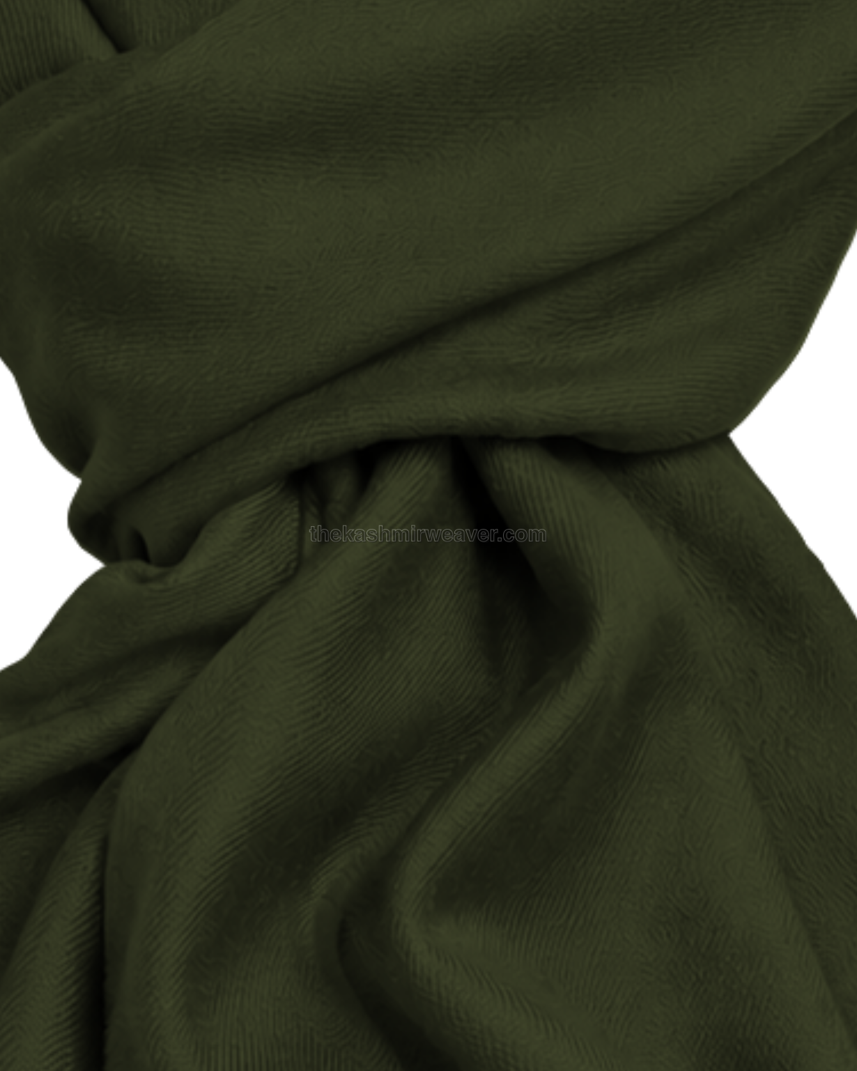 Dark Olive Green Cashmere Pashmina Shawl — close-up texture zoom