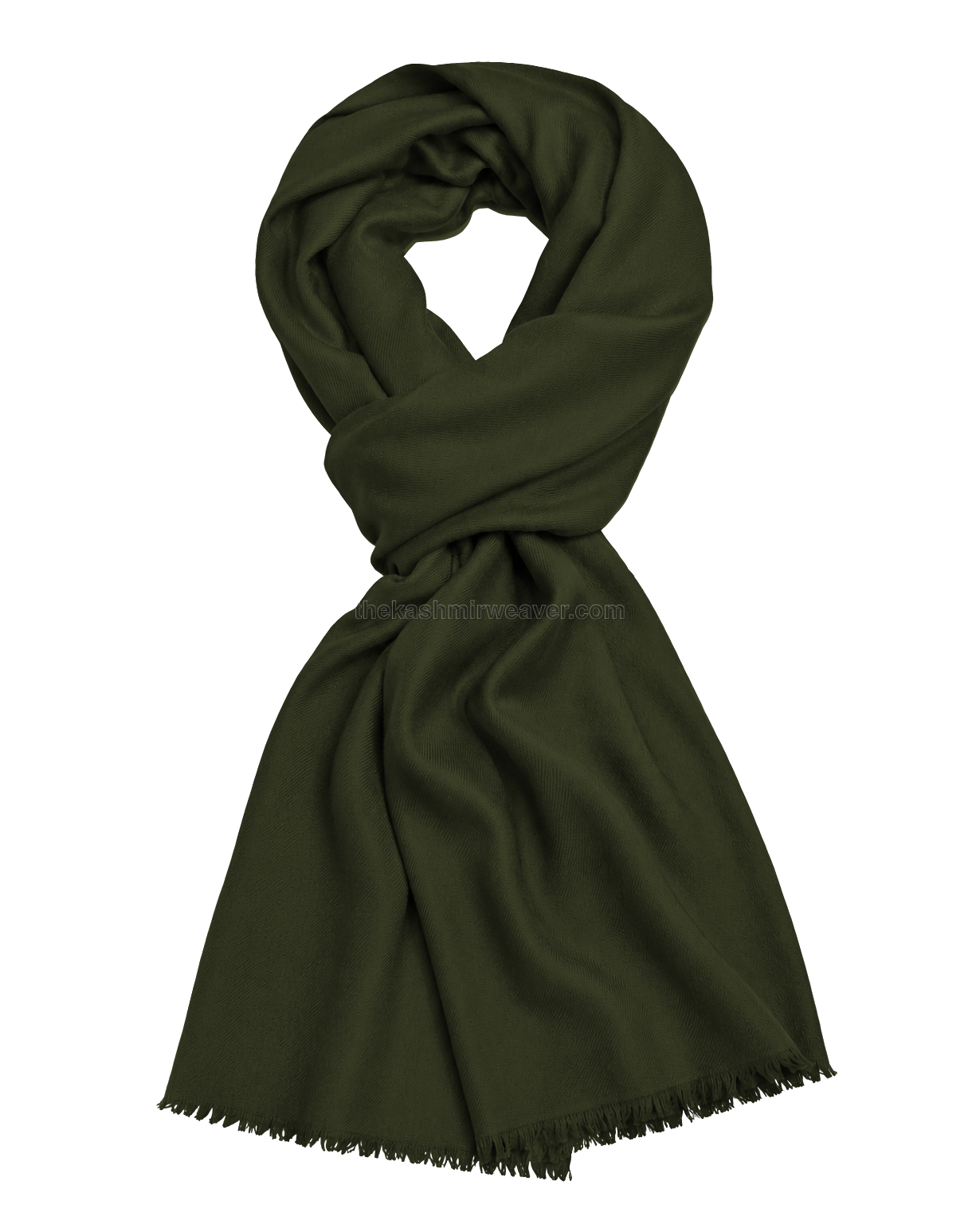 Dark Olive Green Cashmere Pashmina Shawl — flat view