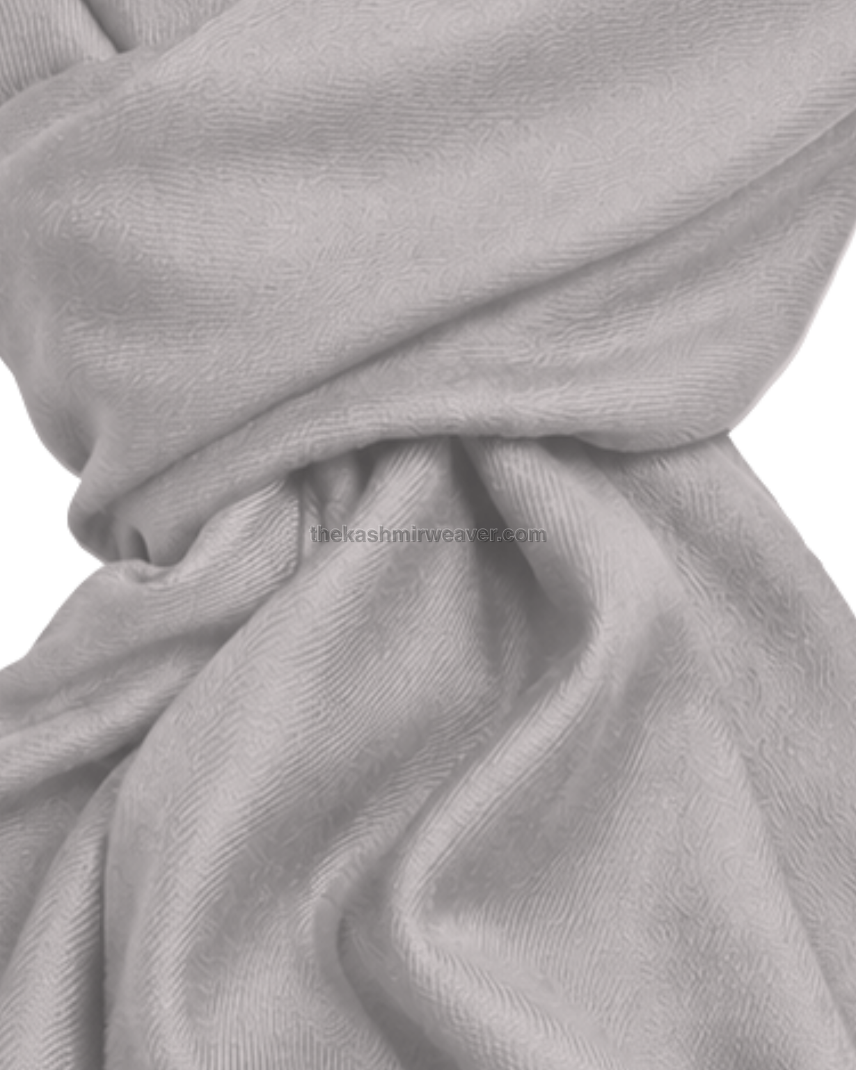 Ash White Cashmere Pashmina Shawl — close-up texture zoom