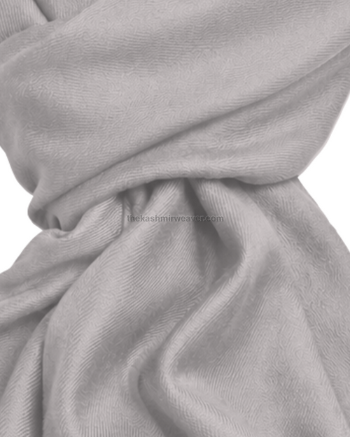 Ash White Cashmere Pashmina Shawl — close-up texture zoom