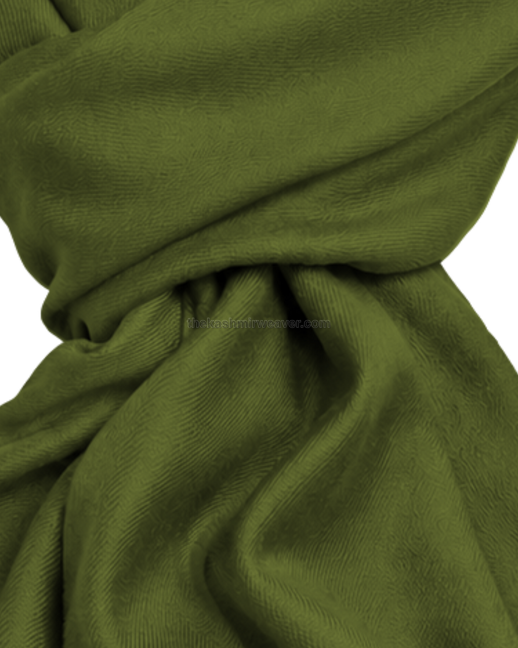 Olive Green Cashmere Pashmina Shawl — close-up texture zoom