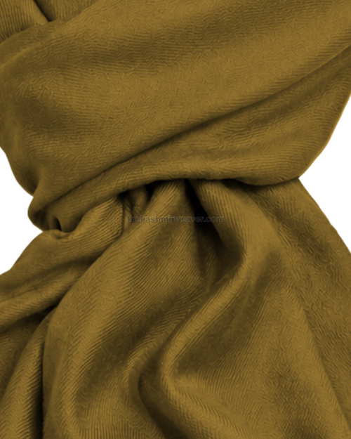Antique Gold Yellow Cashmere Pashmina Shawl — close-up texture zoom