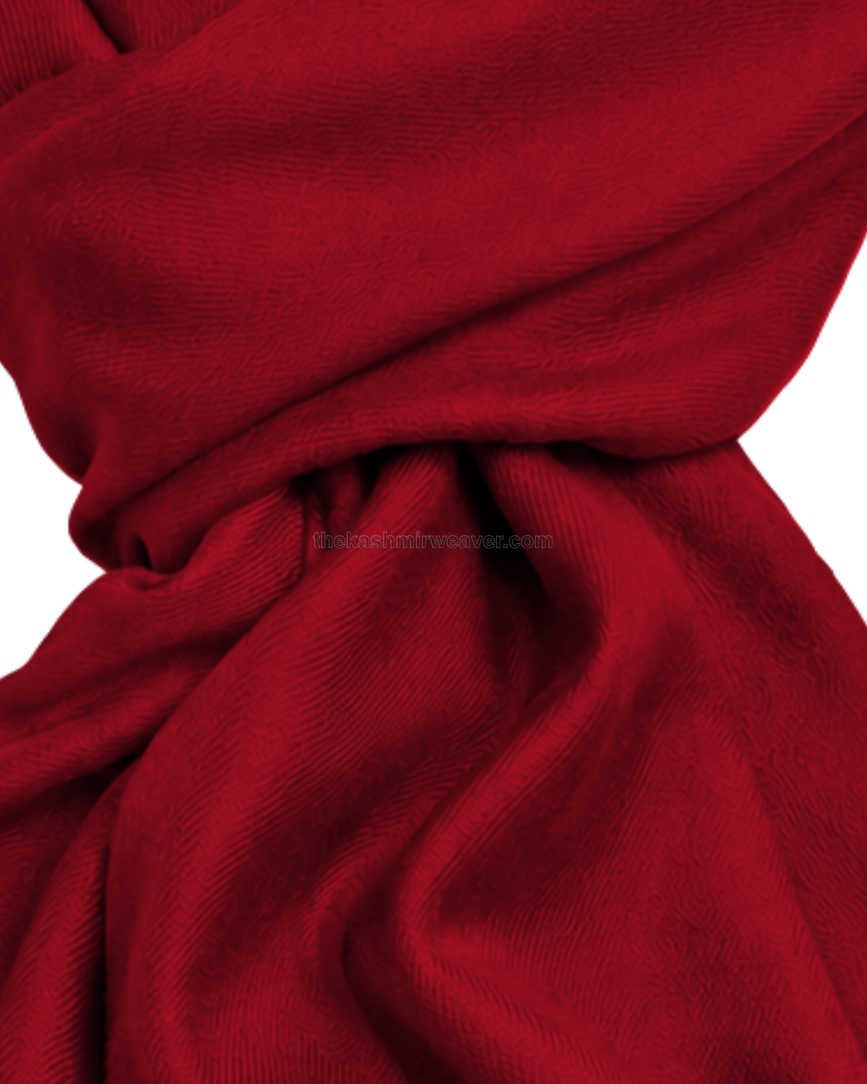 Red Cashmere Pashmina Shawl — close-up texture zoom