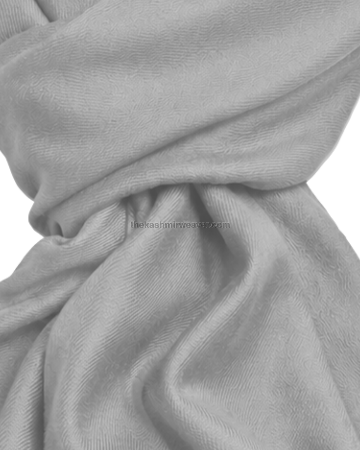 Silver Grey Cashmere Pashmina Shawl — close-up texture zoom