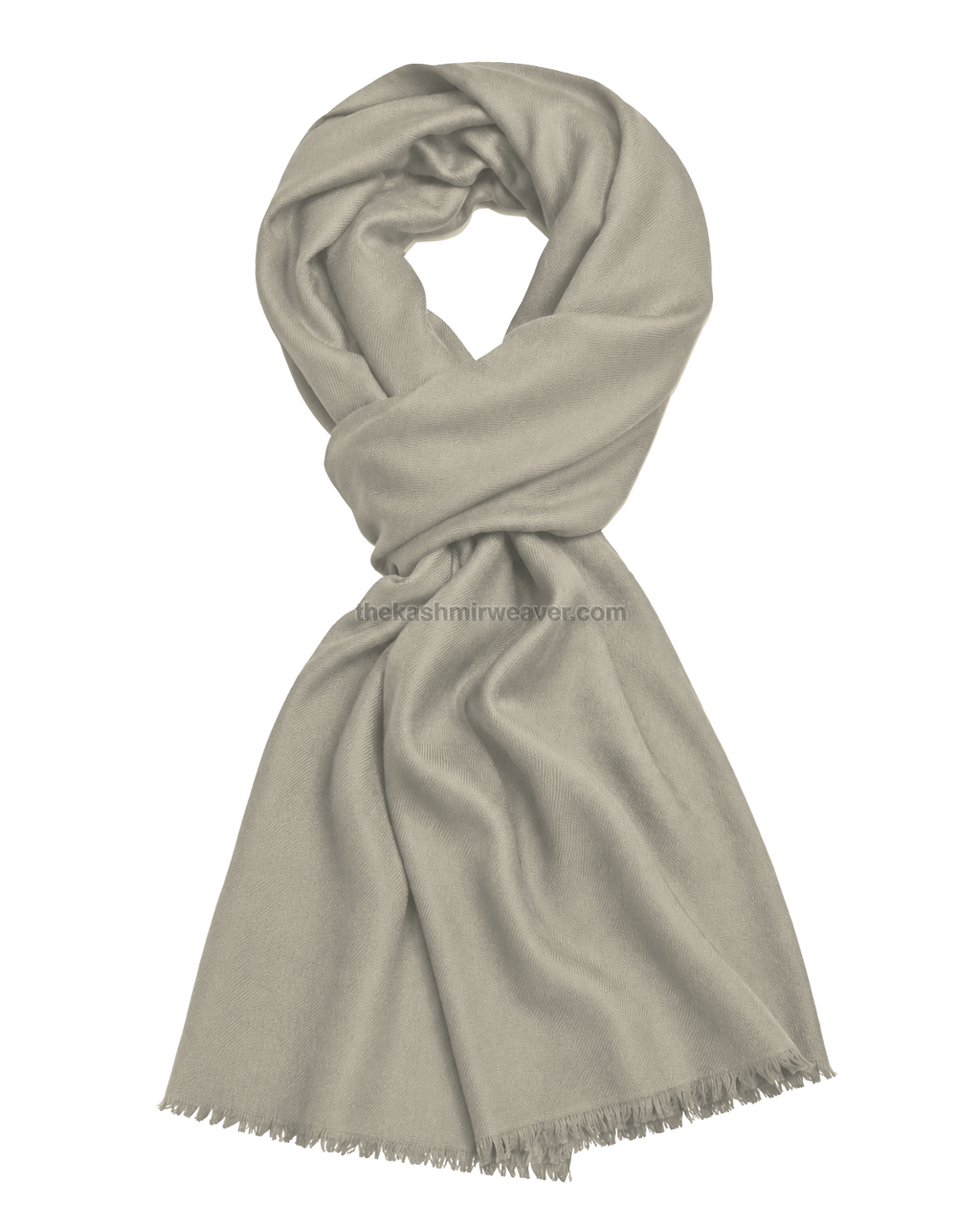 Beige White Cashmere Pashmina Shawl — flat view