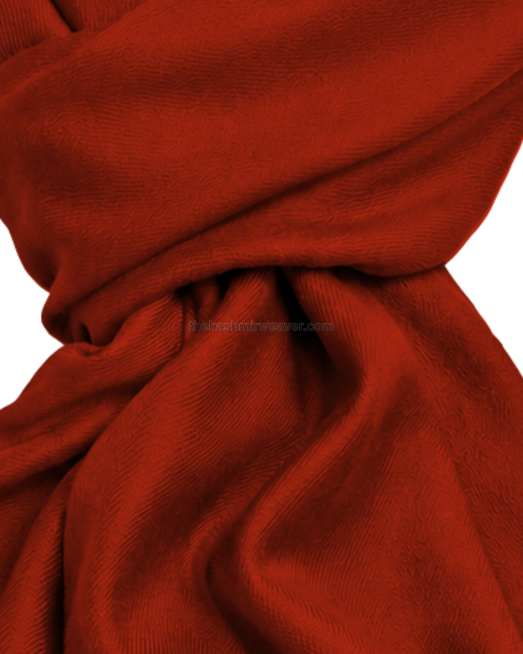 Red-Orange Cashmere Pashmina Shawl — close-up texture zoom