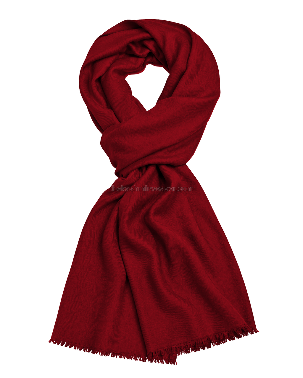 Crimson Red Cashmere Pashmina Shawl — flat view